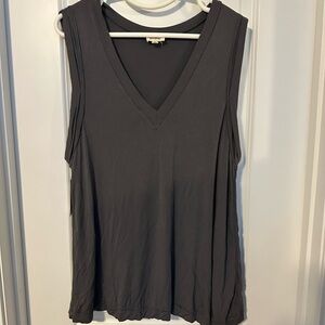POL Sleeveless V-Neck Tank Top in Charcoal